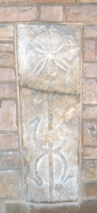 Fifth old tombstone set into the wall of the Lady Chapel May 2010